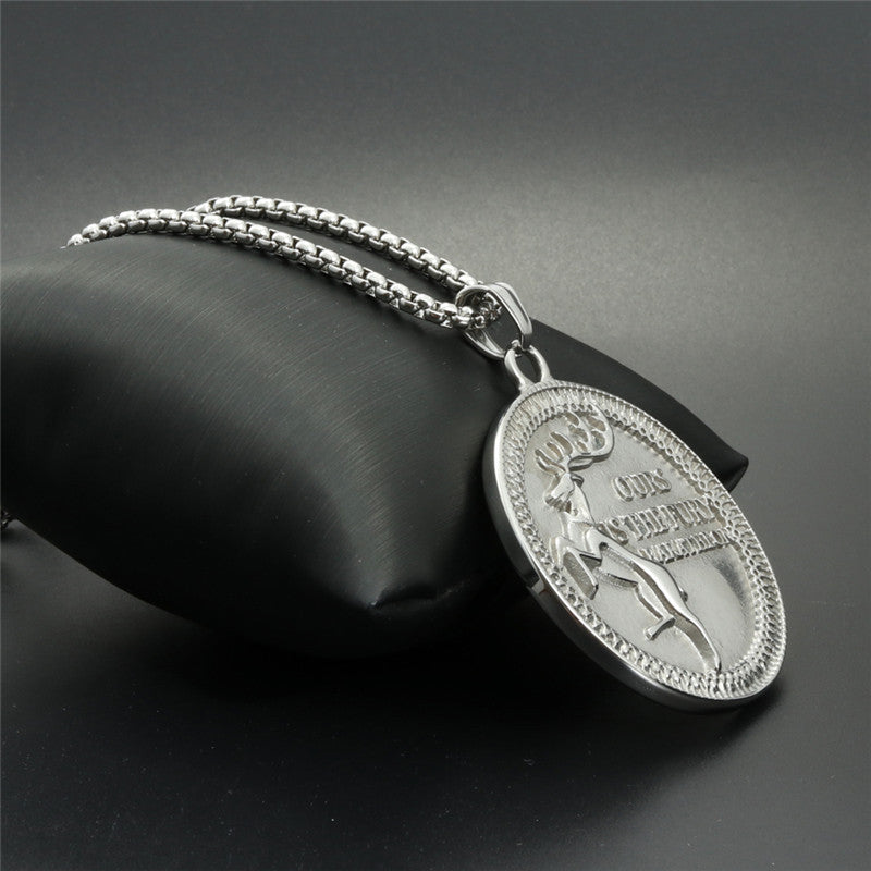 Titanium Steel Deer Pendant Necklace for Men - Trendy Power Game Gift from Planderful Collection