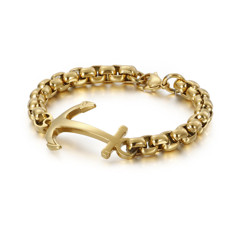 Stylish Retro Boat Anchor Bracelet for Men - Personalized Stainless Steel Jewelry from European and American Trade