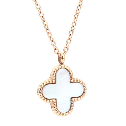 Planderful Four Leaf Clover Necklace Stainless Steel Fashion Jewelry Blessing Charm For Women