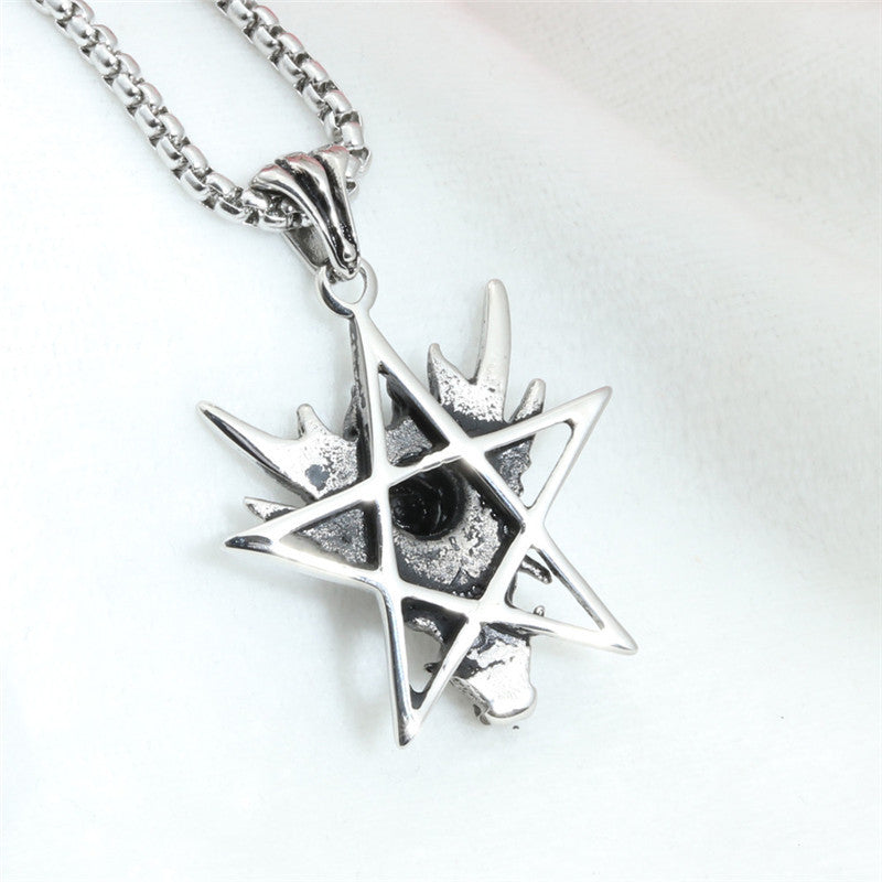 Titanium Steel Dragon Pendant Necklace with Multi-Color Zircon for Men - Stainless Steel Crystal Design