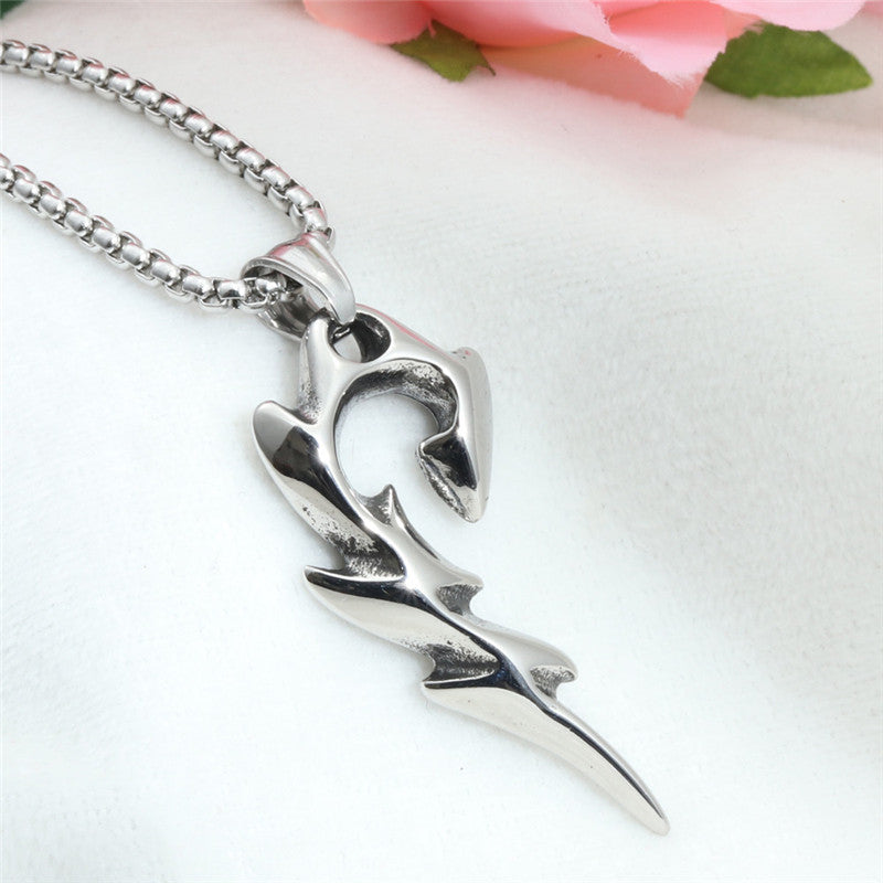 Titanium Steel Flame Pendant Necklace for Men - Trendy European and American Jewelry