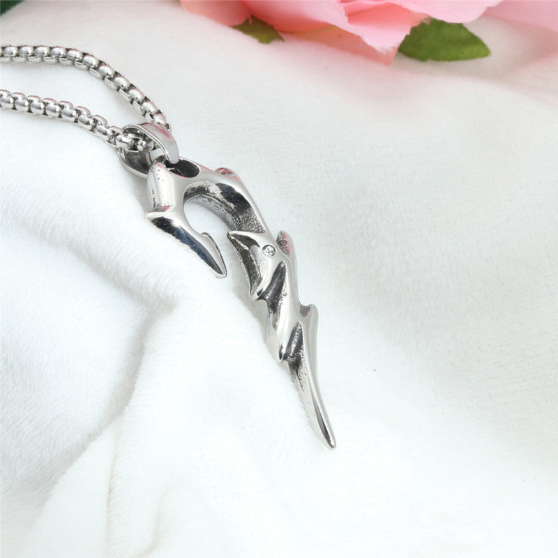 Titanium Steel Flame Pendant Necklace for Men - Trendy European and American Jewelry