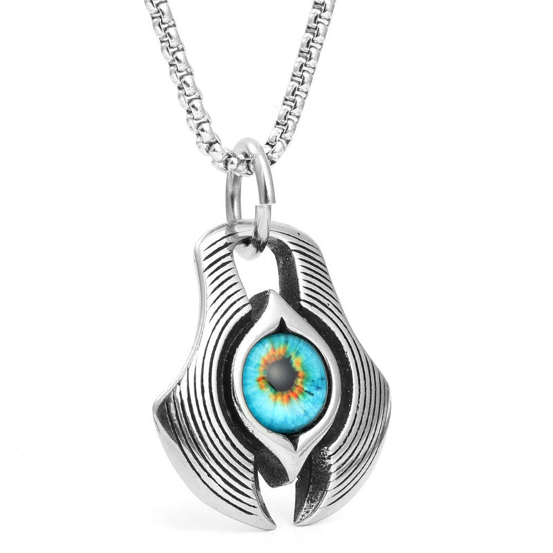 Titanium Steel Axe Eye Pendant Necklace for Men - Multi-Color Stainless Steel Jewelry