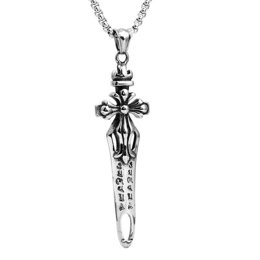 Titanium Steel Cross Sword Pendant Necklace for Men - Trendy Punk Jewelry