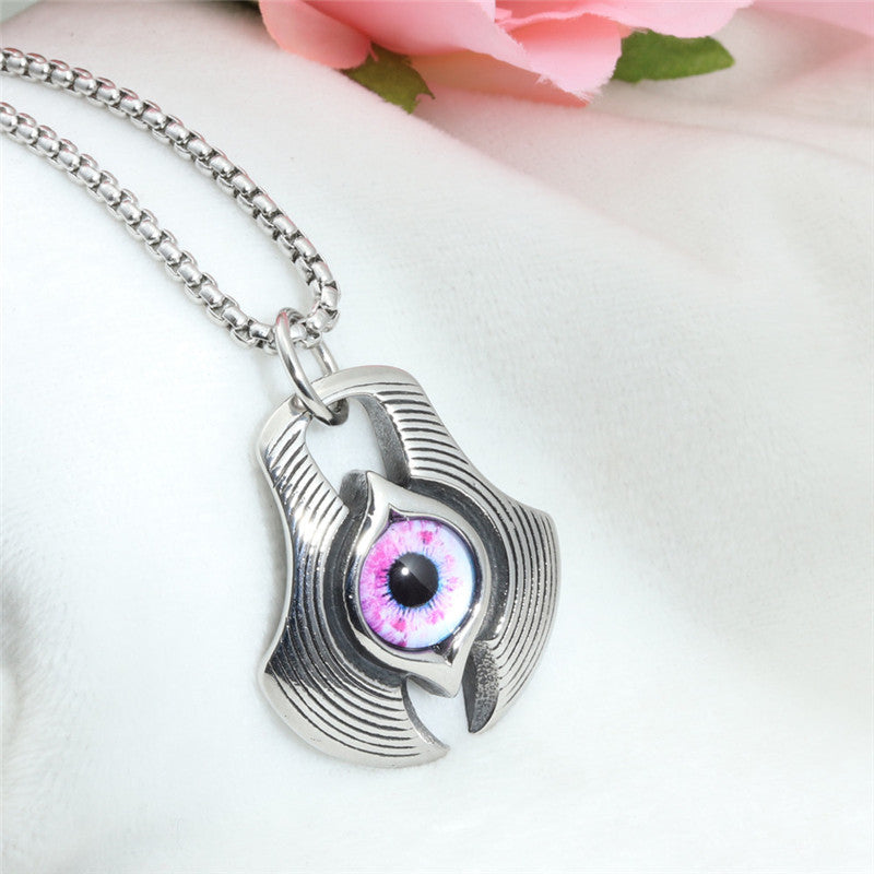 Titanium Steel Axe Eye Pendant Necklace for Men - Multi-Color Stainless Steel Jewelry