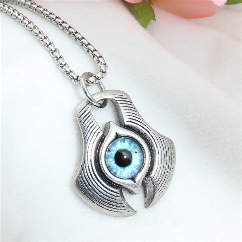 Titanium Steel Axe Eye Pendant Necklace for Men - Multi-Color Stainless Steel Jewelry