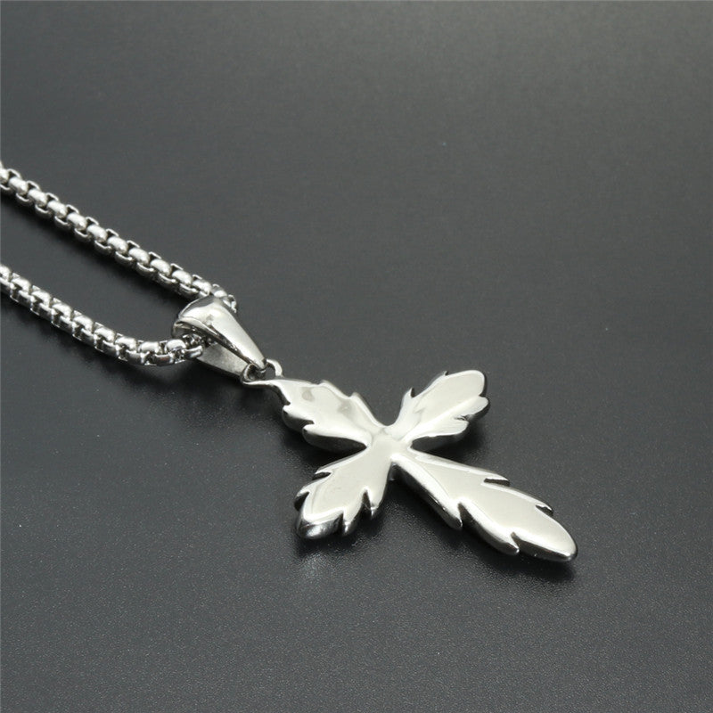 Trendy Titanium Steel Cross Pendant Necklace for Men - European and American Jewelry Gift