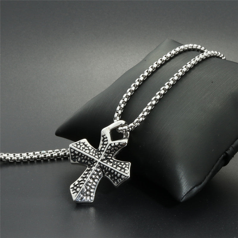 Trendy Titanium Steel Cross Pendant Necklace for Men - Stylish Christmas Gift
