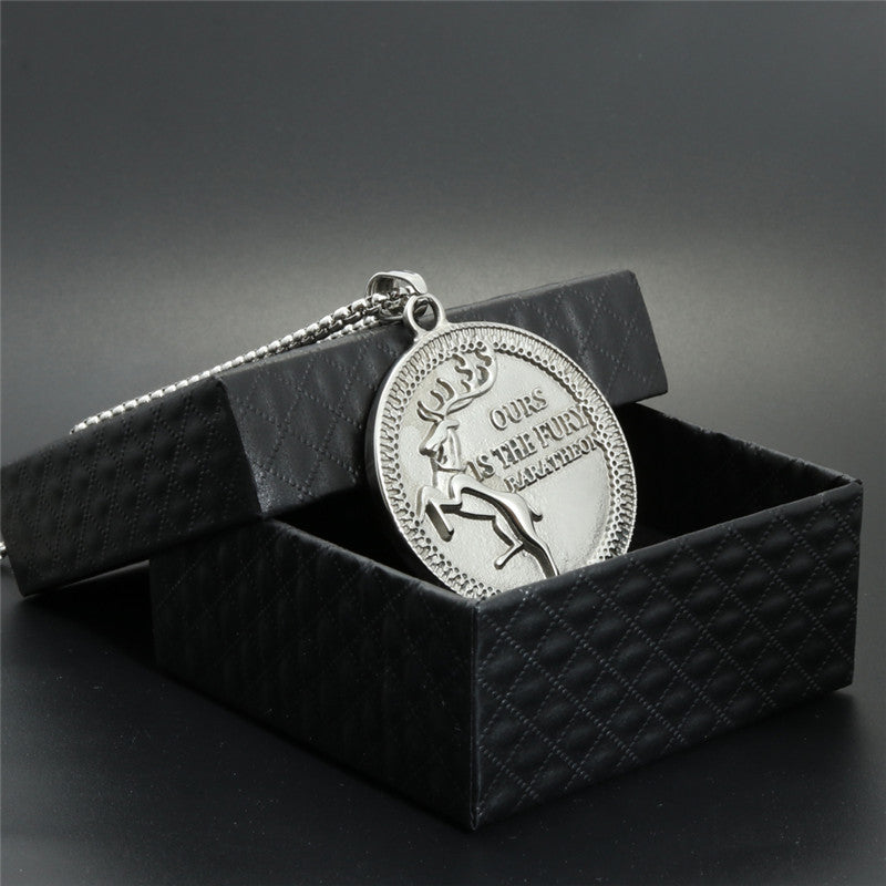 Titanium Steel Deer Pendant Necklace for Men - Trendy Power Game Gift from Planderful Collection