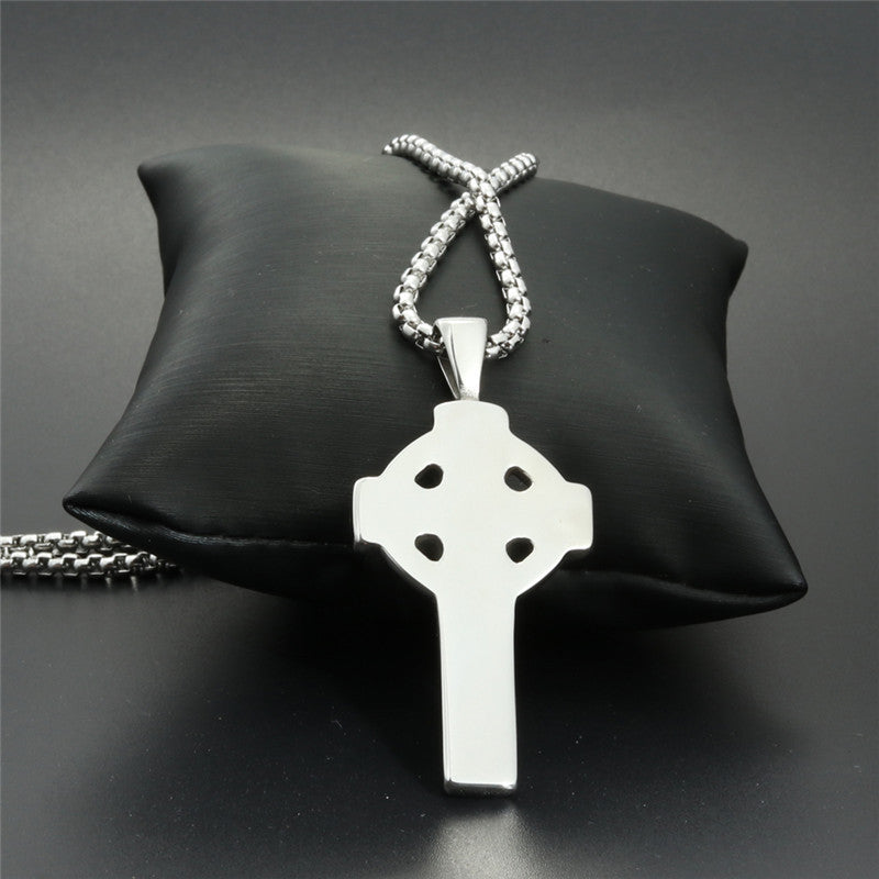 Trendy Titanium Steel Celtic Cross Pendant Necklace for Men - Stylish Gift from Planderful's Everyday Genie Collection