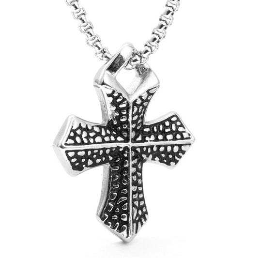 Trendy Titanium Steel Cross Pendant Necklace for Men - Stylish Christmas Gift