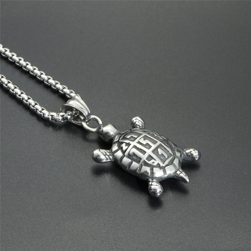Titanium Steel Turtle Pendant Necklace - Personalized Men's Gift for Longevity