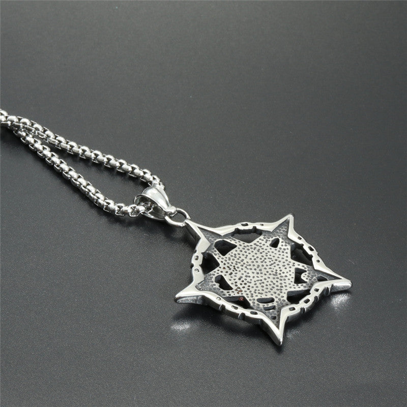 Titanium Steel Skull Pentagram Pendant Necklace - Trendy Gift for Men in Stainless Steel