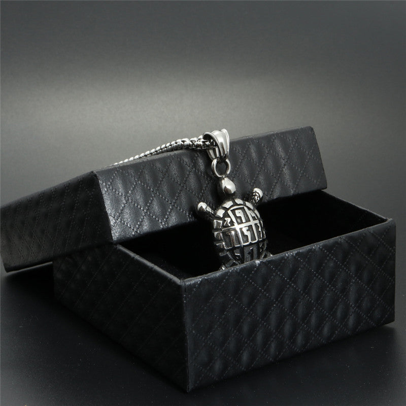 Titanium Steel Turtle Pendant Necklace - Personalized Men's Gift for Longevity