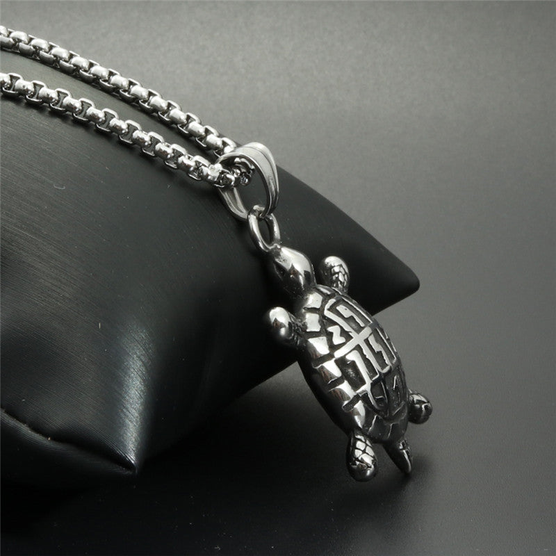 Titanium Steel Turtle Pendant Necklace - Personalized Men's Gift for Longevity