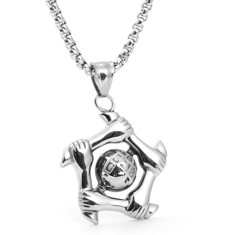 Stylish Titanium Steel Star Pendant Necklace with Hot Wheel Design for Men