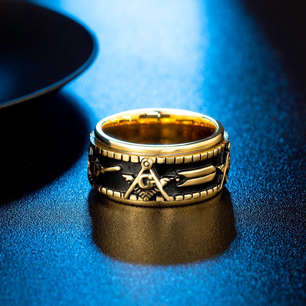 Amazon Rotatable Masonic Ring Stainless Steel Men's Jewelry