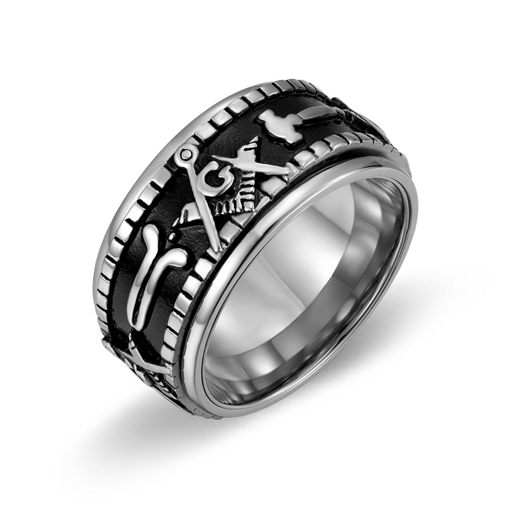 Planderful Freemason Ring Rotatable Titanium Steel Wrench Design For Men Premium Jewelry Sizes 7 To 12