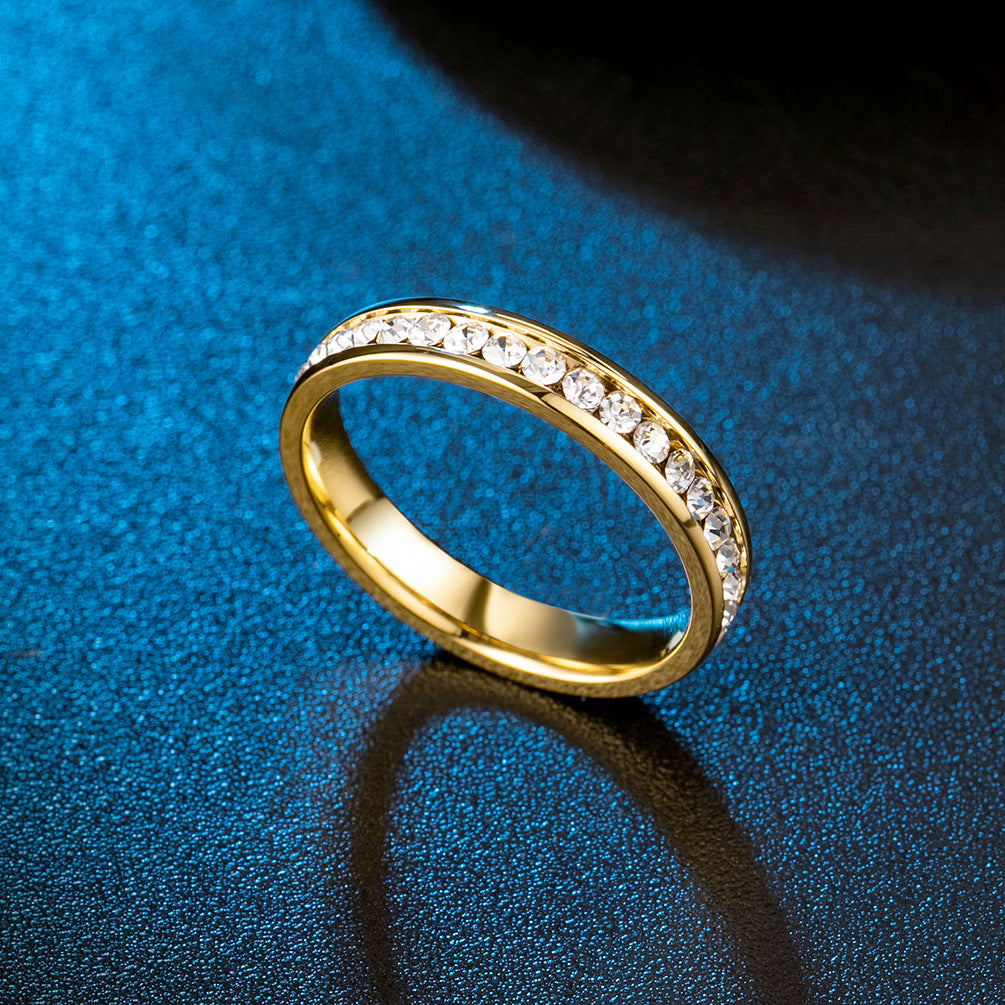 18K Gold-Plated Pavé Zircon Stainless Steel Ring