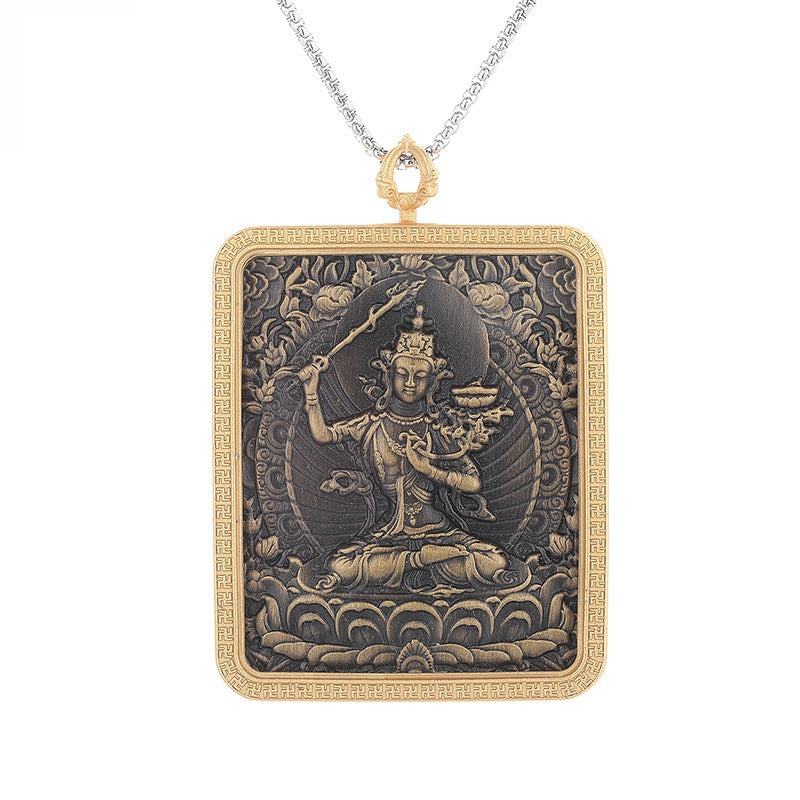 Steel Necklace – Statement Tibetan Thangka Buddha Pendants