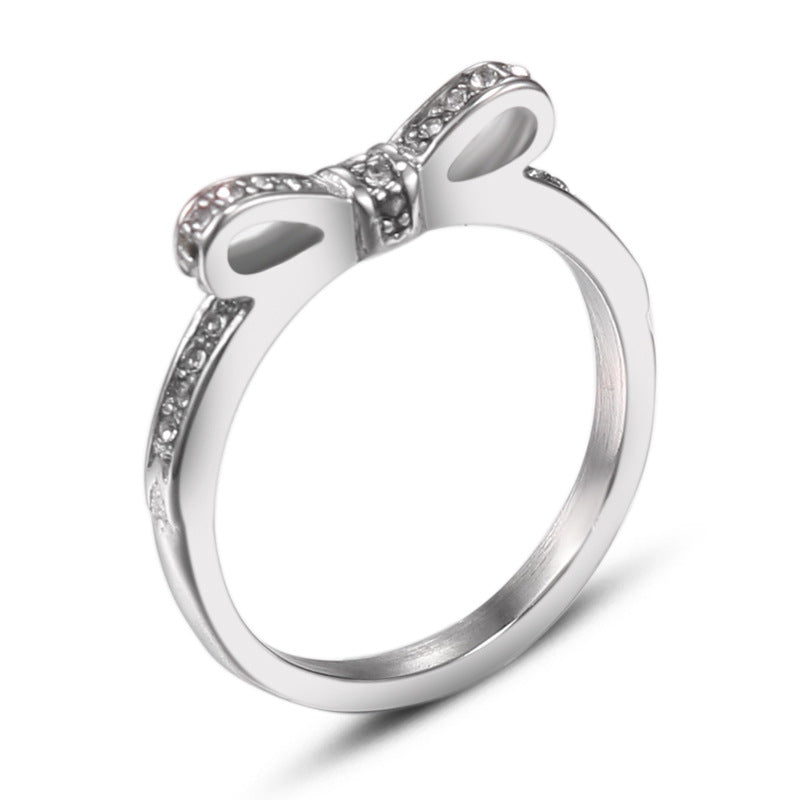 Chic Titanium Steel Bow Ring for Women - Stylish and Simple Stainless Steel Jewelry Wholesale