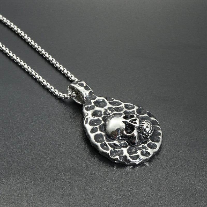 Titanium Steel Water Drop Skull Pendant Necklace for Men - Trendy Ghost Head Design