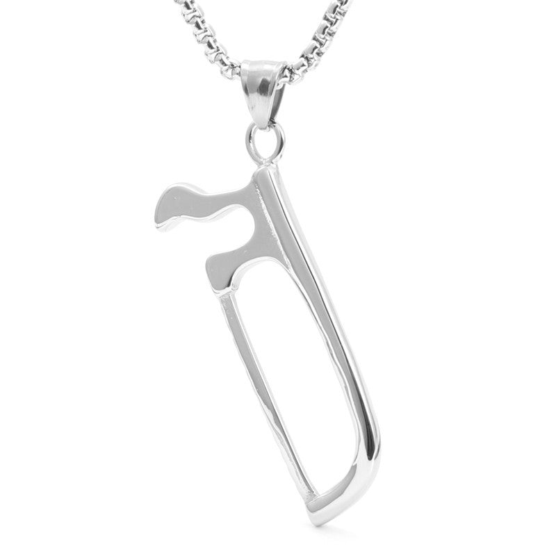 Titanium Steel Chainsaw Pendant Necklace for Men - Trendy Logging and Electrician Jewelry
