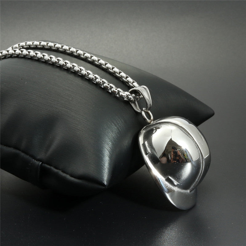Trendy Titanium Steel Hip-Hop Hat Pendant Necklace for Men