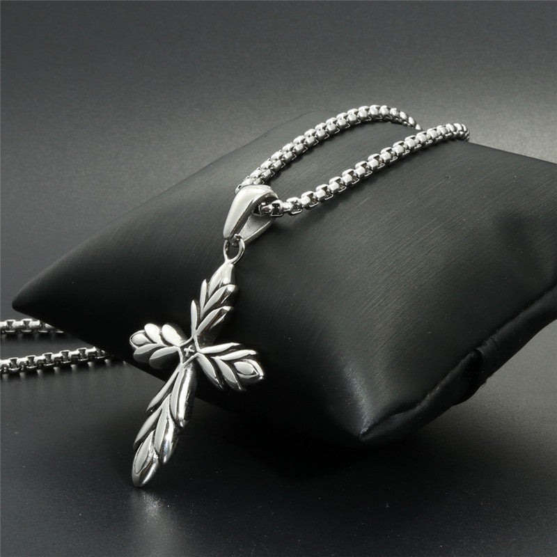 Trendy Titanium Steel Cross Pendant Necklace for Men - European and American Jewelry Gift