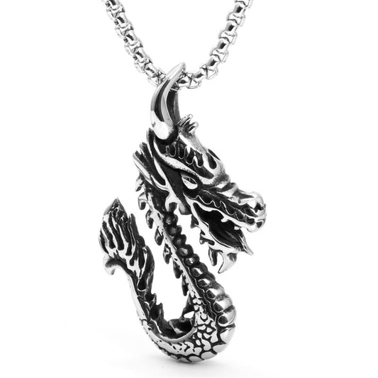 Personalized Titanium Steel Dragon Pendant Necklace for Men - Unique Boyfriend Gift