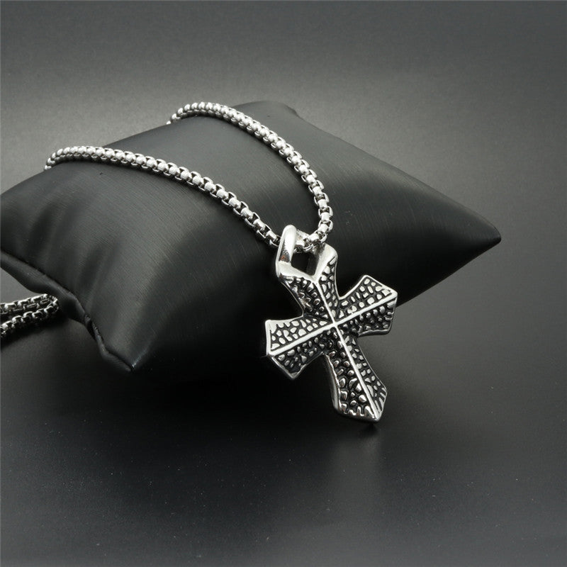 Trendy Titanium Steel Cross Pendant Necklace for Men - Stylish Christmas Gift