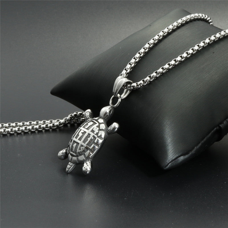 Titanium Steel Turtle Pendant Necklace - Personalized Men's Gift for Longevity