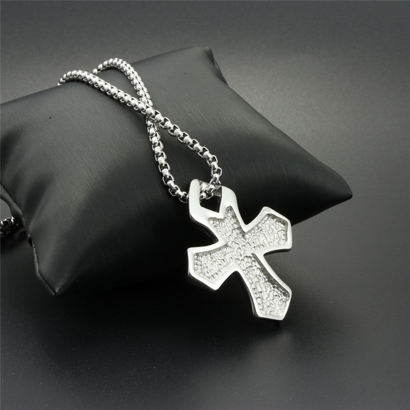 Trendy Titanium Steel Cross Pendant Necklace for Men - Stylish Christmas Gift