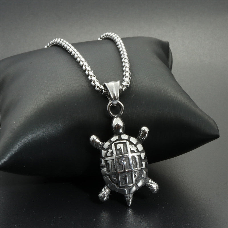Titanium Steel Turtle Pendant Necklace - Personalized Men's Gift for Longevity