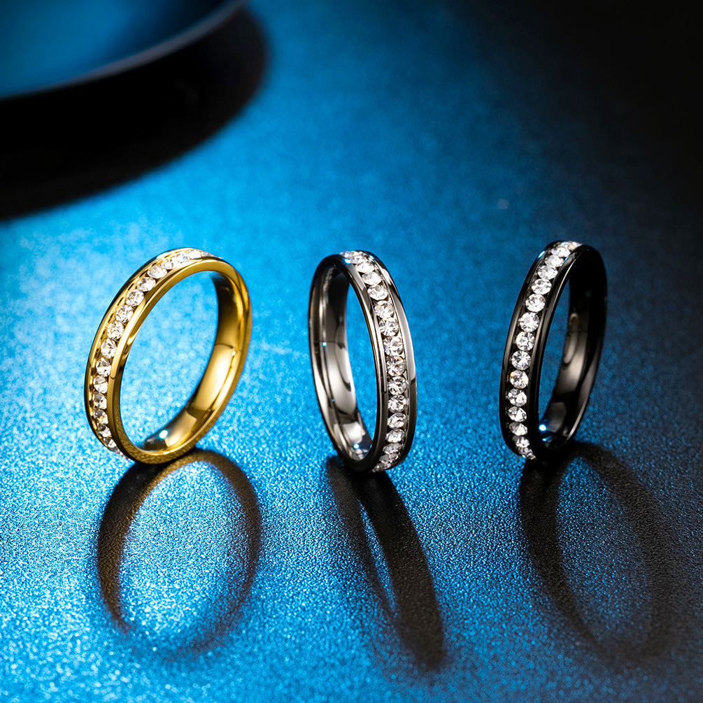 18K Gold-Plated Pavé Zircon Stainless Steel Ring