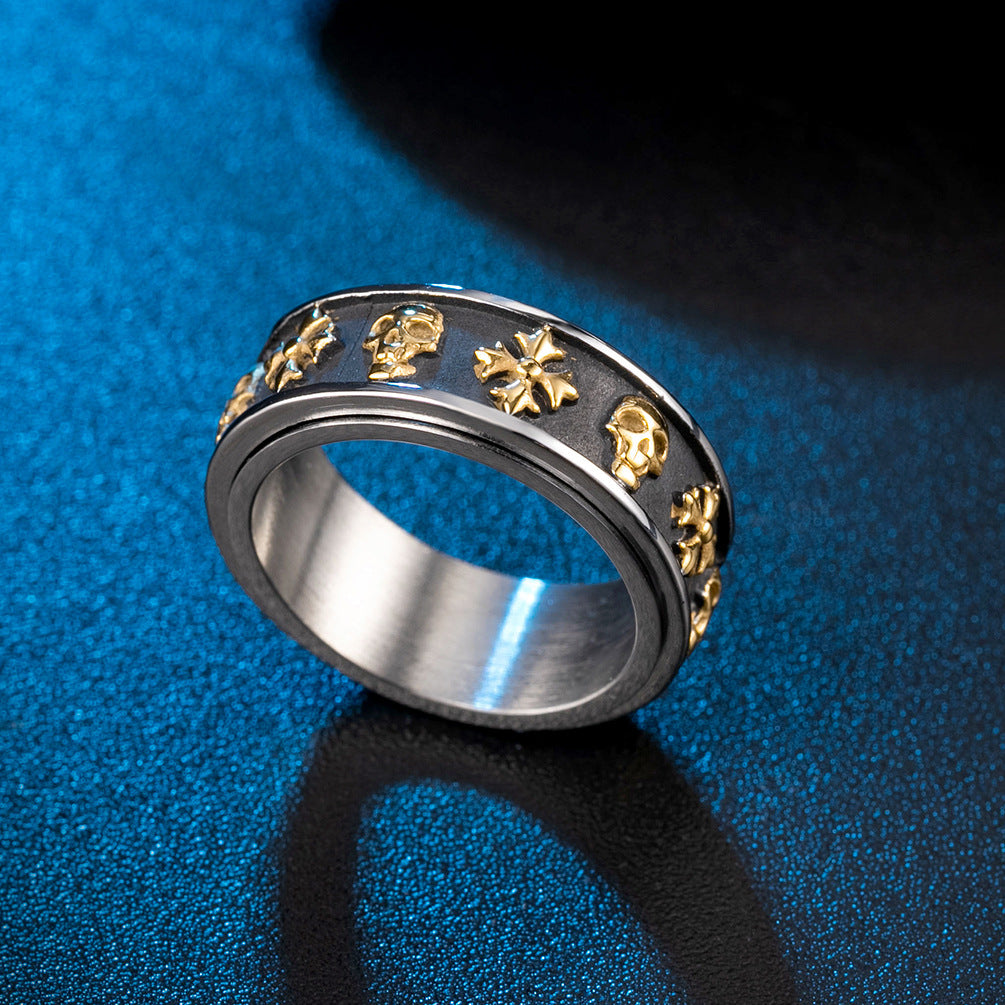 Men's – Stainless Steel Skull Rotatable Stress-Relief Ring
