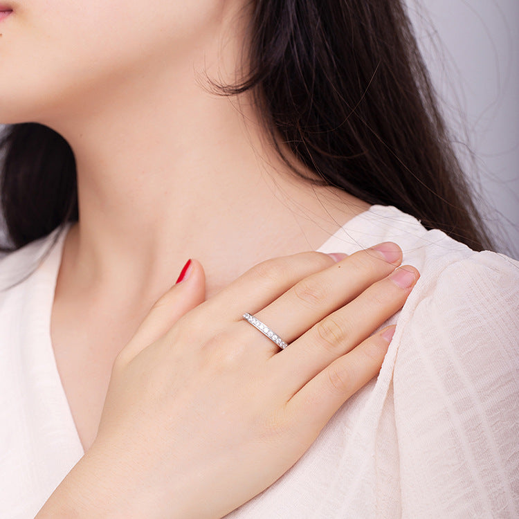 Planderful Zircon Inlaid Titanium Steel Ring For Women Light Luxury Everyday Jewelry Sleek Commuting Wear