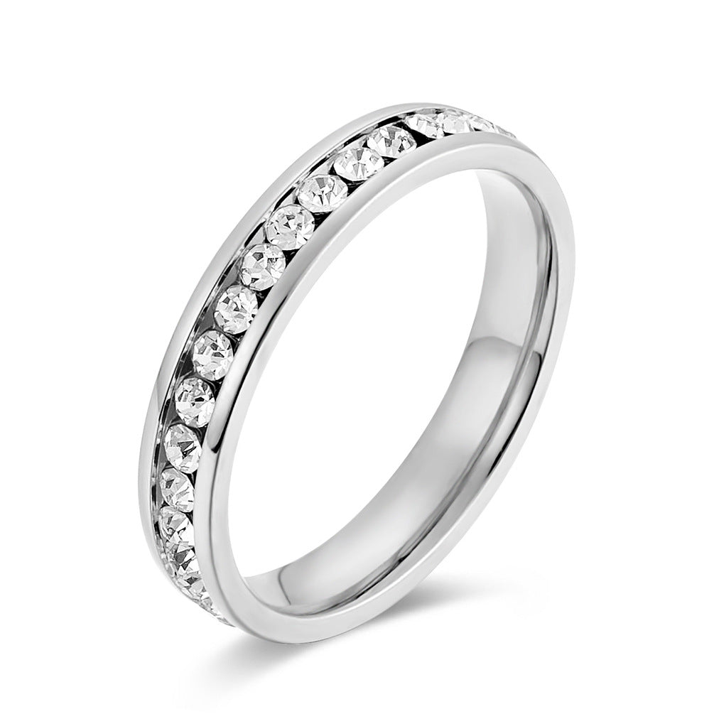 18K Gold-Plated Pavé Zircon Stainless Steel Ring