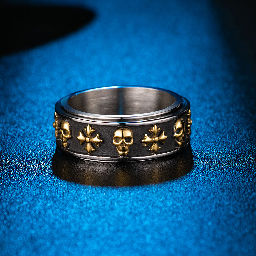 Men's – Stainless Steel Skull Rotatable Stress-Relief Ring