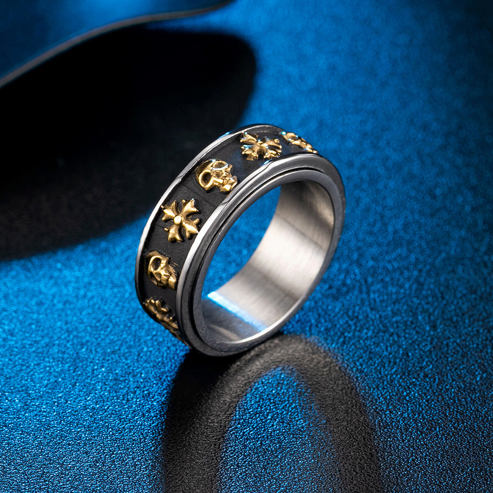 Men's – Stainless Steel Skull Rotatable Stress-Relief Ring