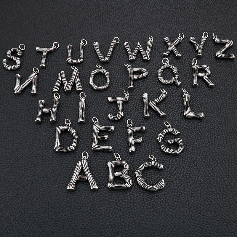 Unique Retro Bamboo Alphabet Pendants for Men and Women - European and American Style Accessories