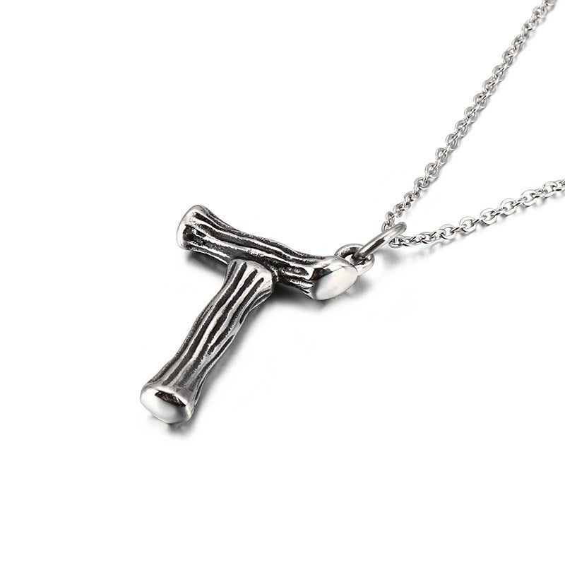 Unique Retro Bamboo Alphabet Pendants for Men and Women - European and American Style Accessories