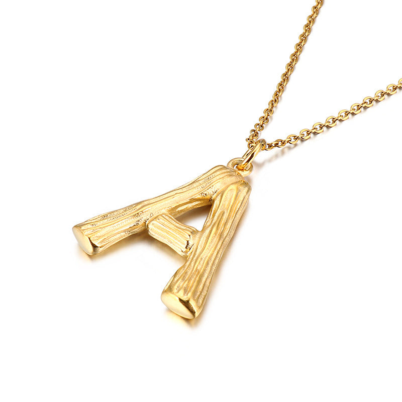 Bamboo Letter Pendant - Titanium Steel Men's Fashion Accessory
