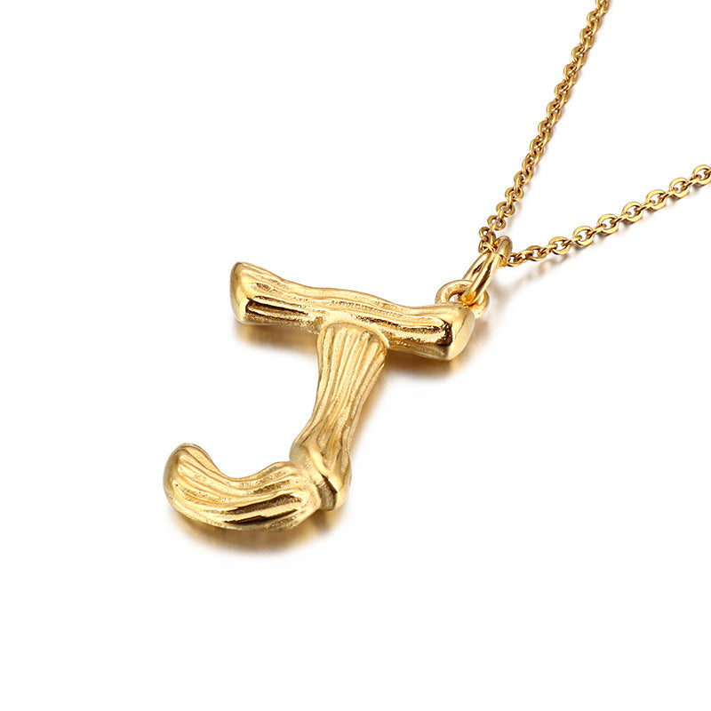 Bamboo Letter Pendant - Titanium Steel Men's Fashion Accessory