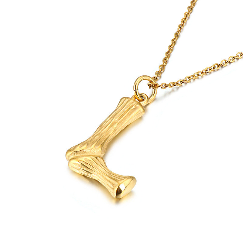 Bamboo Letter Pendant - Titanium Steel Men's Fashion Accessory