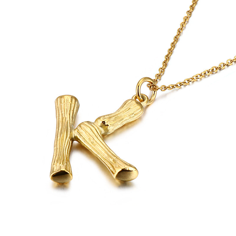 Bamboo Letter Pendant - Titanium Steel Men's Fashion Accessory