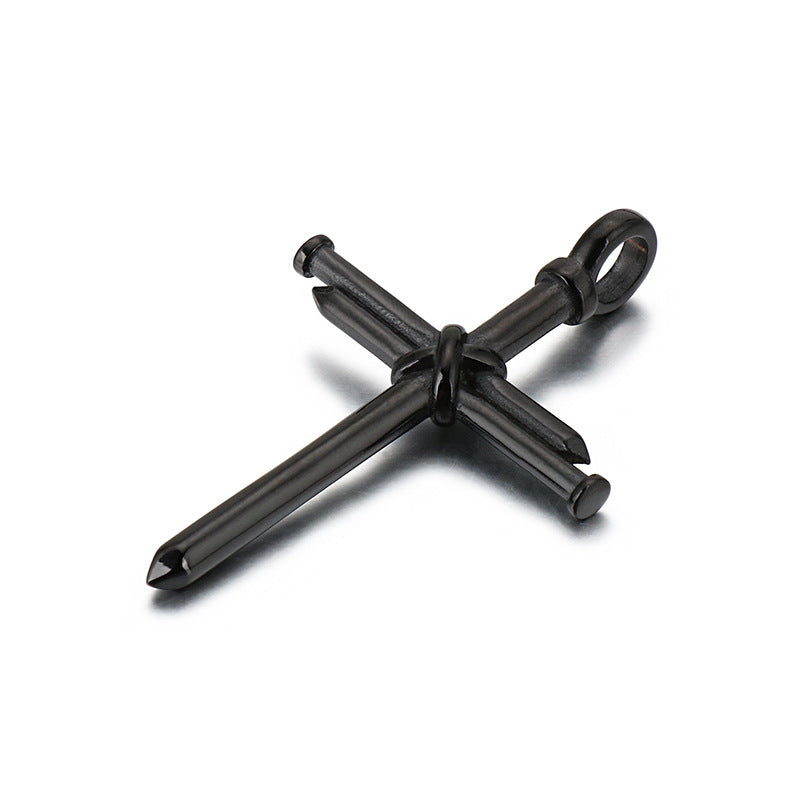 Punk-Inspired Titanium Steel Cross Pendant for Men - Creative Everyday Jewelry