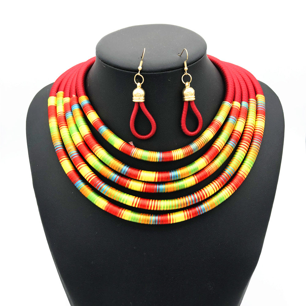 European and American Fashion Necklace with Exaggerated Magnetic Clasp and Multi-layer Design