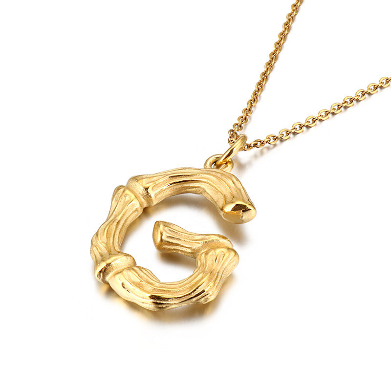 Bamboo Letter Pendant - Titanium Steel Men's Fashion Accessory