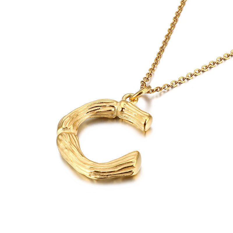 Bamboo Letter Pendant - Titanium Steel Men's Fashion Accessory